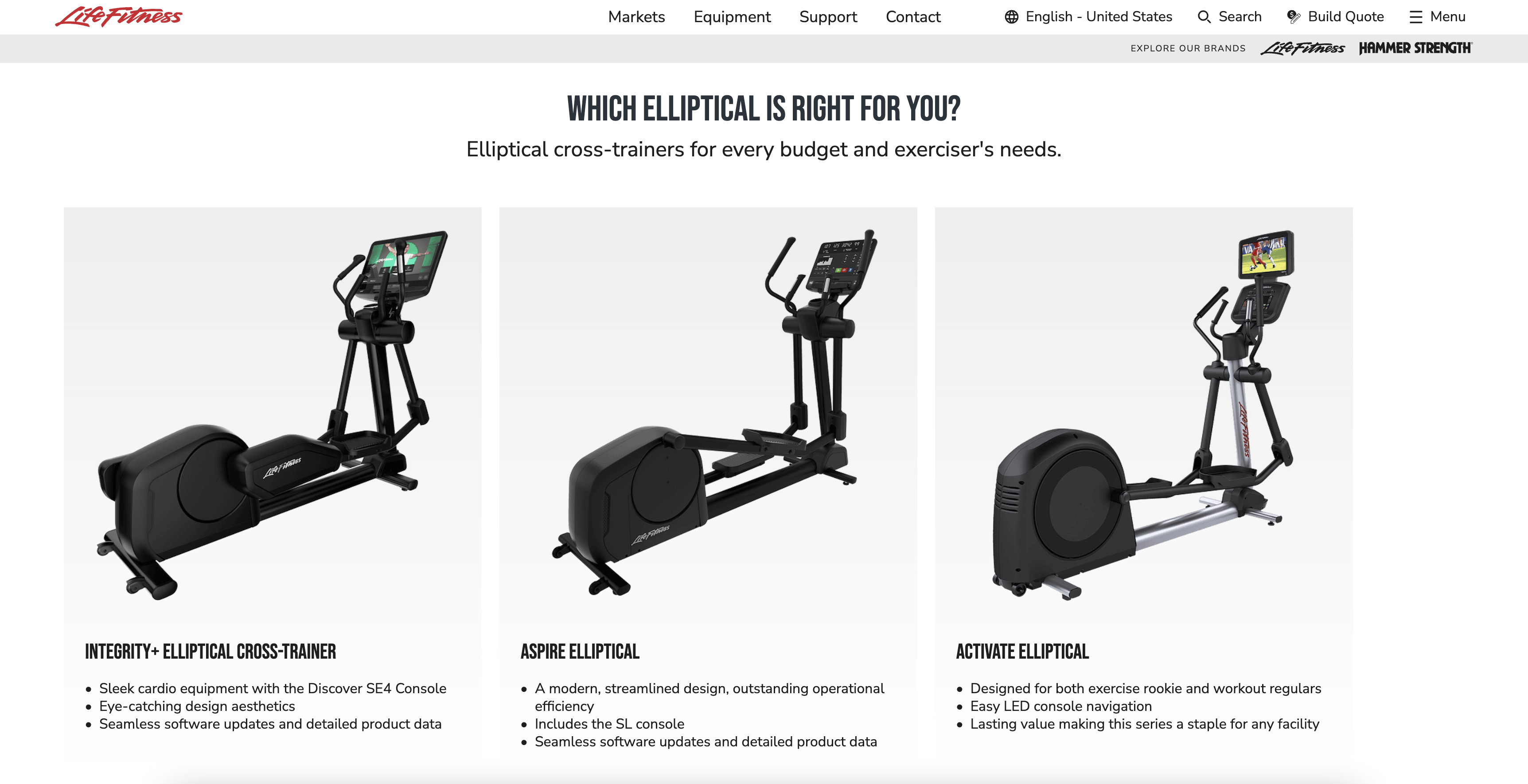 three different versions of ellipticals