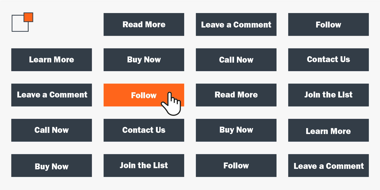 a bunch of call to action buttons